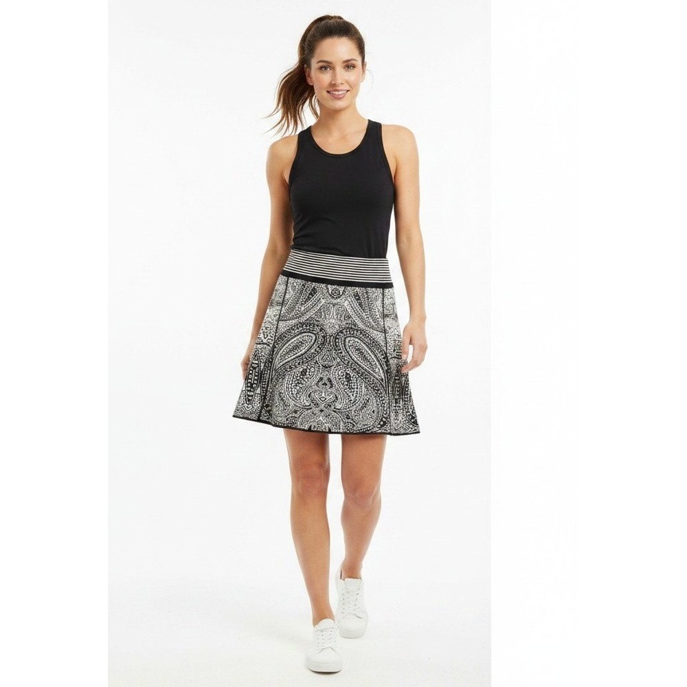 Title Nine Paisley Knit‎ Sweater Skirt S Black White A-Line Mini Boho Bandana